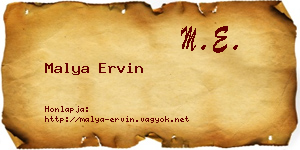 Malya Ervin névjegykártya